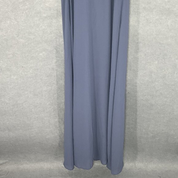 Tobi Dress Women Sz M Blue Slate V-Neck Ruffle Trim Wrap Spaghetti Straps Maxi - Picture 9 of 16